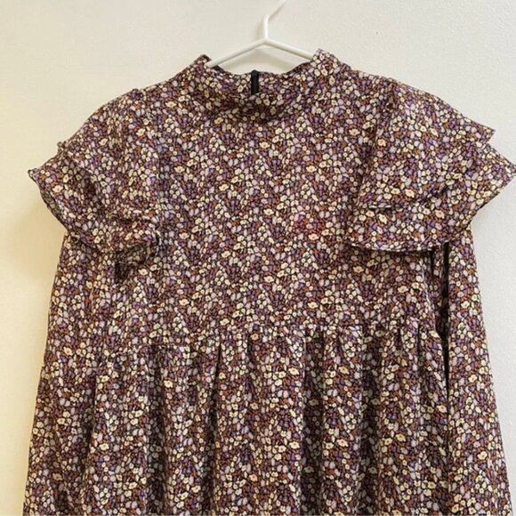 Zara Printed Ruffle Trapeze Dress M - Picture 12 of 14